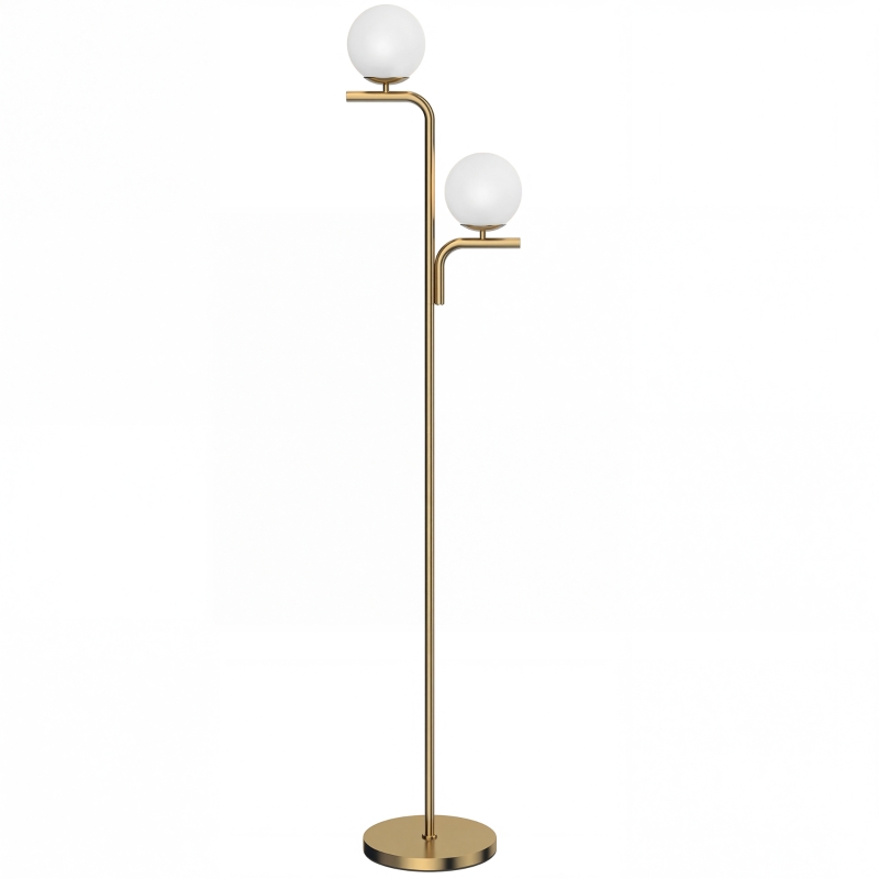 Led-stehlampe Mit 3 Farbtemperaturen, Glaskugelschirmen Und Fußschalter, Gold
