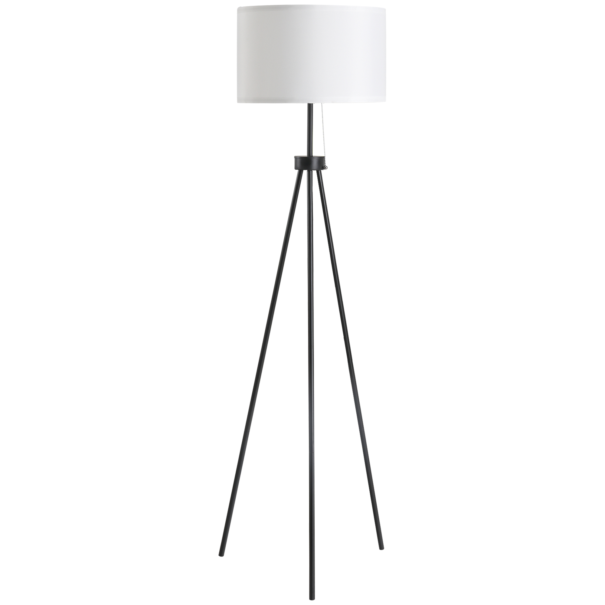 Moderne Standleuchte E27, Stahl & Polyester, Schwarz & Weiß, 37x37x152 Cm