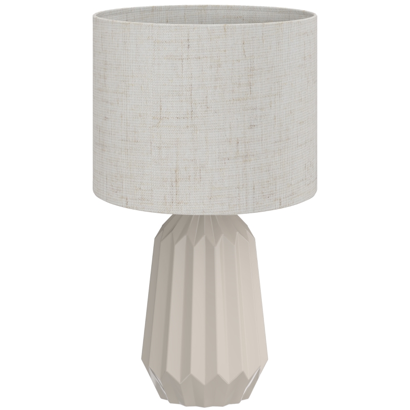 Nachttischlampe Mit Leinenschirm, Wippschalter, 22x22x39 Cm, Beige