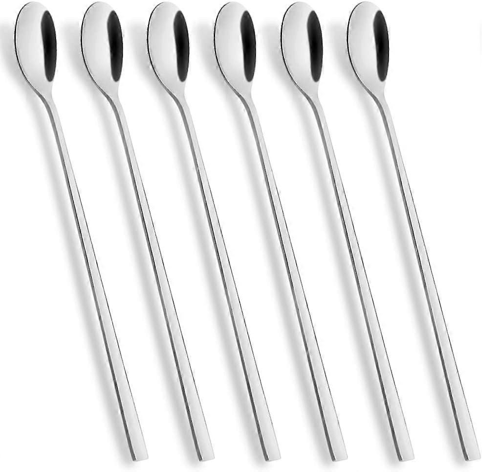 Latte-löffel, Lange Teelöffel Mit Griffen, 6er-set, Edelstahl, 23 Cm, Zum Umrühren Von Eiscreme, Eistee, Milchshakes Und Eisbechern