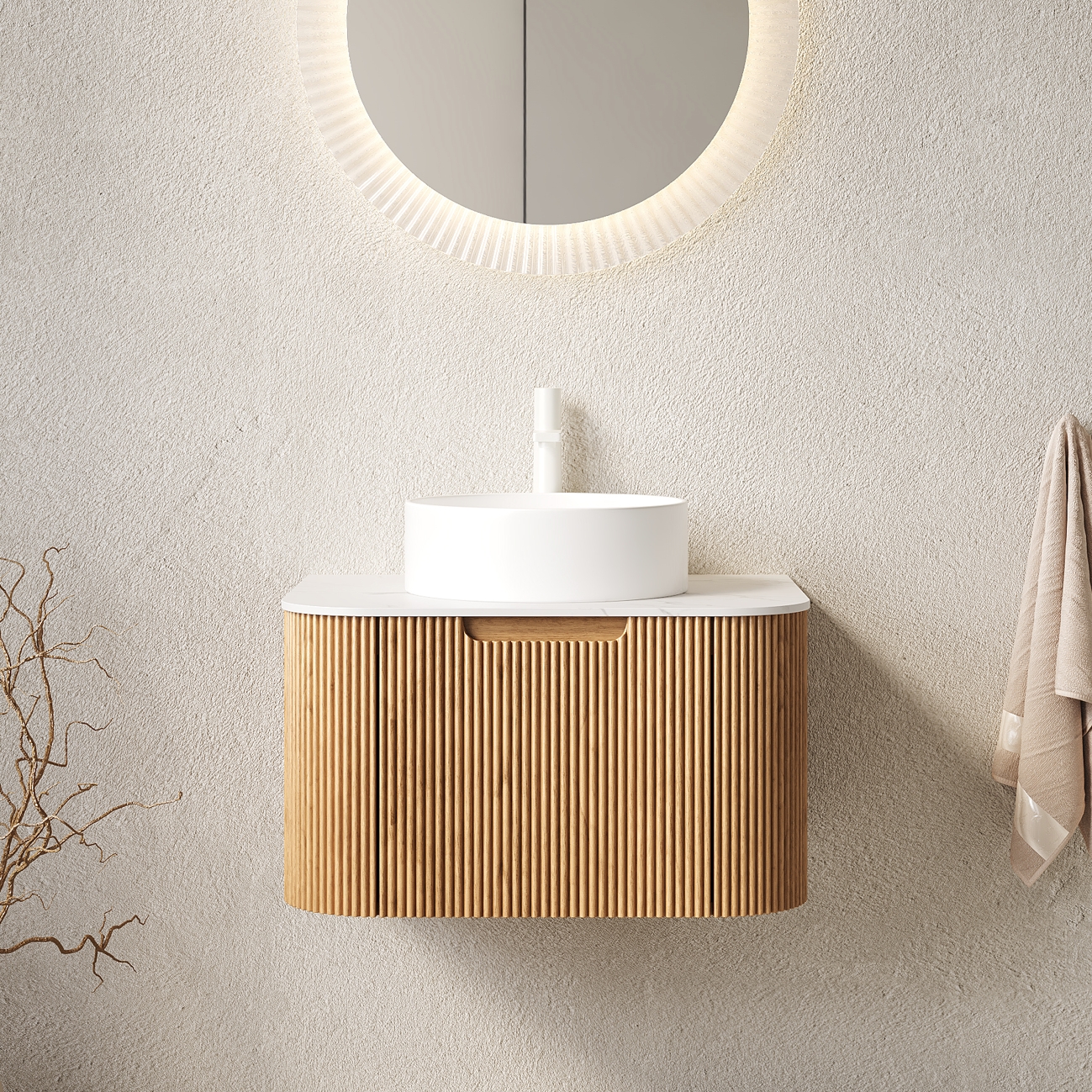 61cm Hänge-waschtisch, Keramikbecken, Carrara-weiß, Sperrholzschrank Mit Schublade