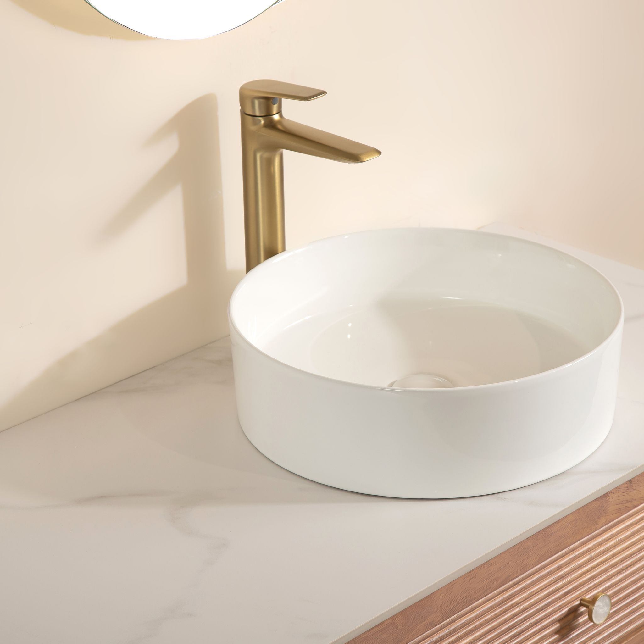 36cm Rundes Keramik-waschbecken, Ohne Wasserhahn & Schrank, Weiß