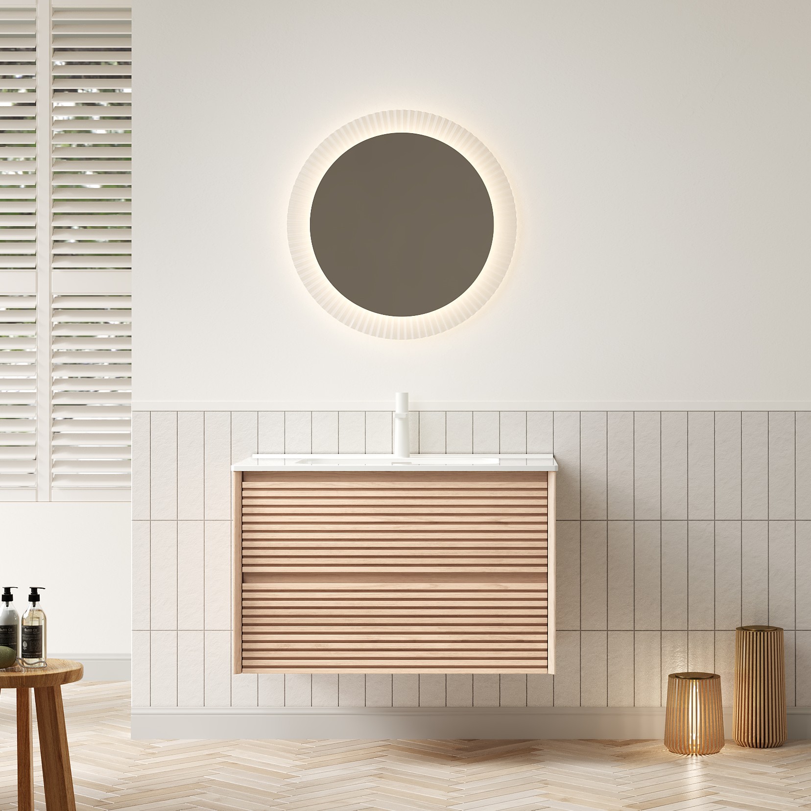 81cm Wand-waschtisch, Rechteckiges Keramik-unterbauwaschbecken, Schrank Mit 2 Schubladen, Vormontiert