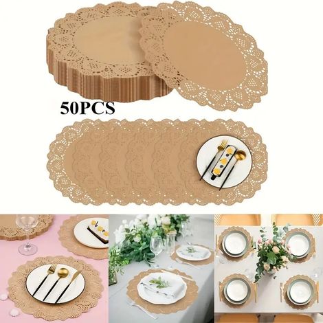 Runde Papierdeckchen Für Spitzendekorationen (100er-packung), Lose, Dekorative Papier-platzsets Für Dessert- Und Gebäckpräsentationen, Braun, 34,3 Cm (13,5 Zoll)
