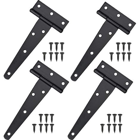 Schwarze T-scharnierteile, 5 Zoll, Rostfreies T-scharnier-set Mit Schrauben, Für Fenster, Zäune, Gartenhäuser
