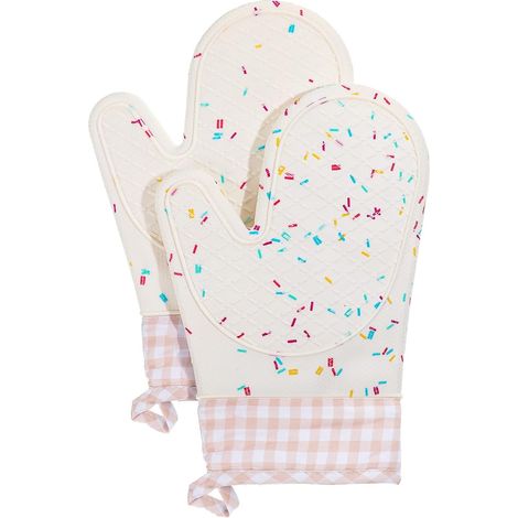 Set Aus 2 Wasserdichten Und Waschbaren Silikon-ofenhandschuhen Mit Baumwollfutter, Hitzebeständig, Ideal Zum Kochen, Grillen Und Für Die Mikrowelle.