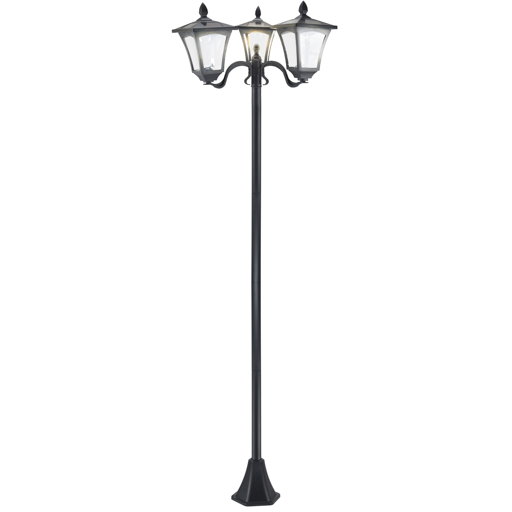 Solar-gartenlaterne Mit 3 Flammen, 120 Lumen, Ip44, Edelstahl, Schwarz