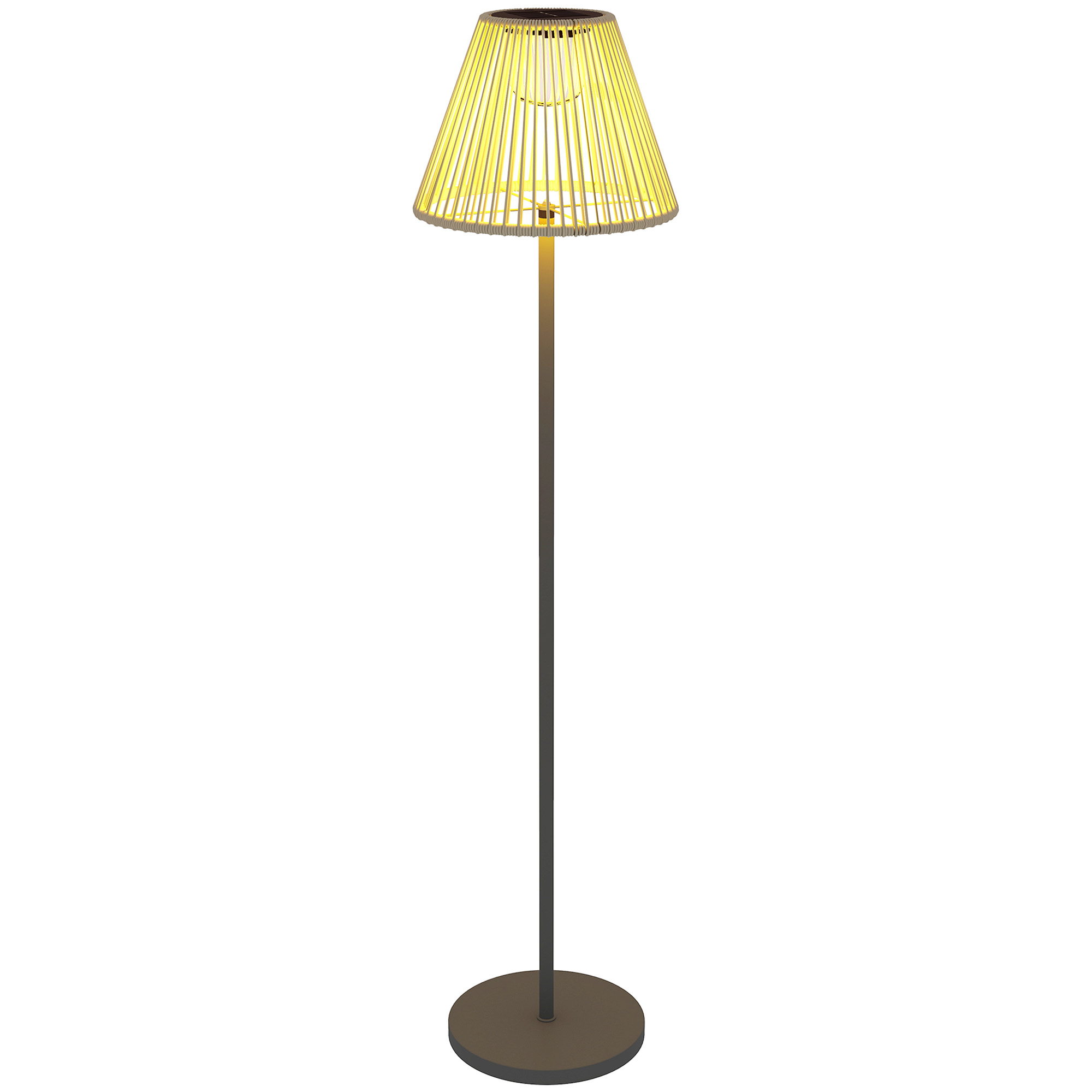 Solar-stehlampe Aus Rattan Mit Lichtsensor, 25 Leds, Boho-stil, Ip44