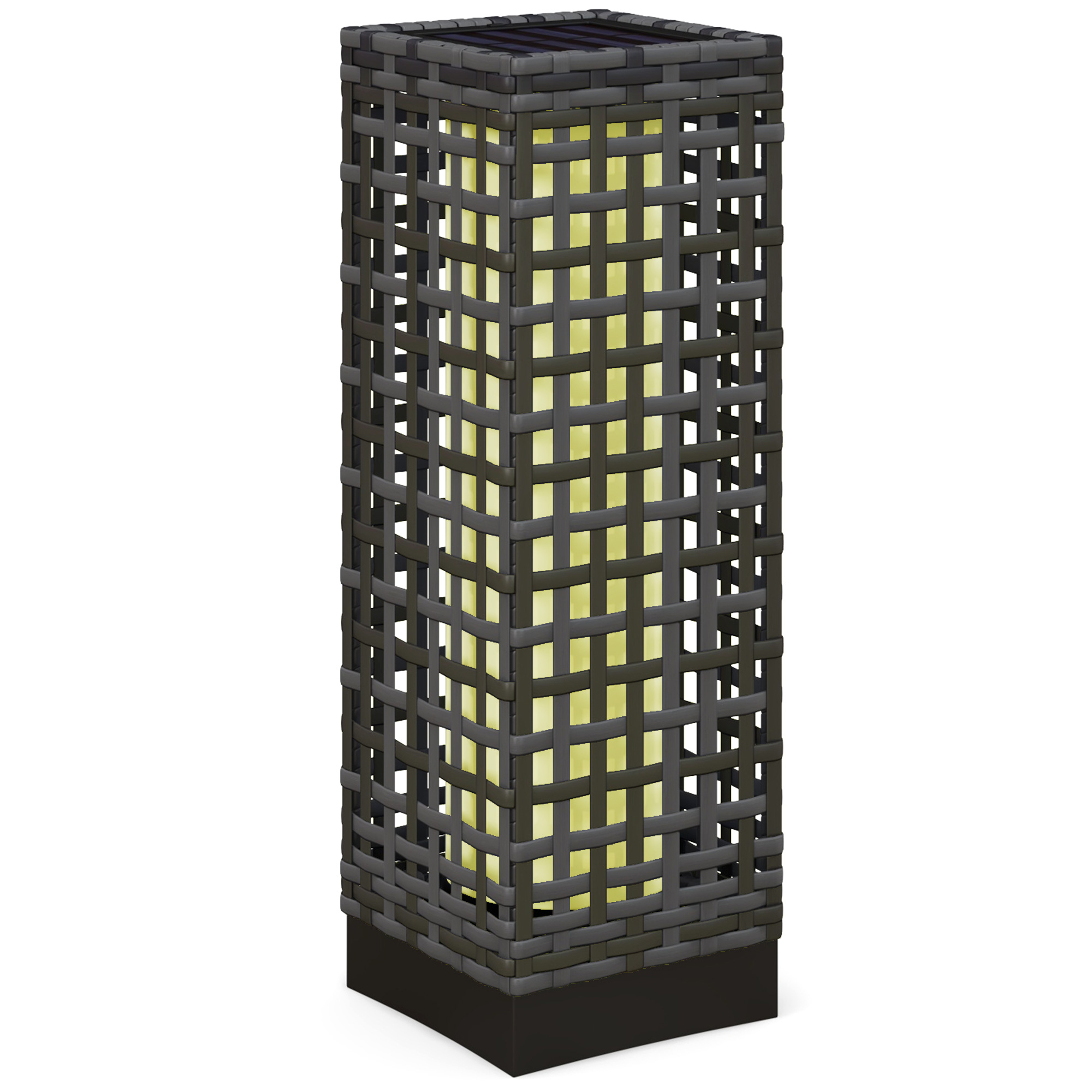 Solarleuchte In Rattanoptik, Wasserdicht, Mit Lichtsensor, Stahl, Grau