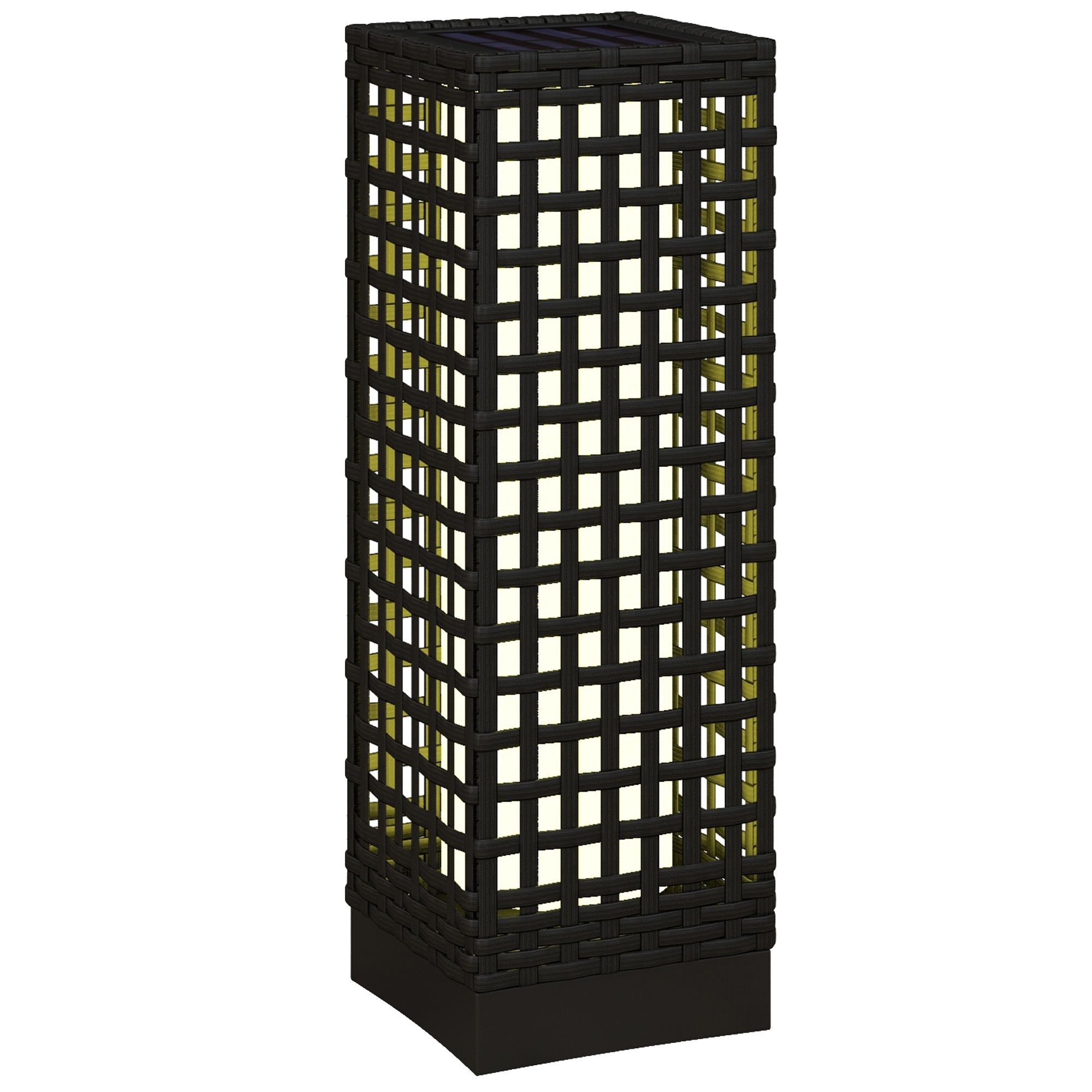 Solarleuchte In Rattan-design, Wasserdicht, Mit Lichtsensor, Schwarz