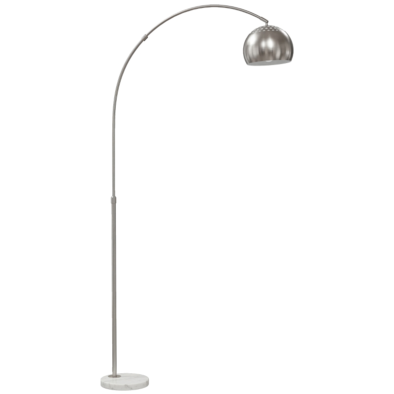 Stehlampe Im Bogen-design Mit Marmorsockel, 167 Cm, Silber