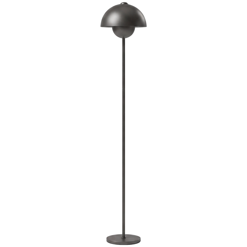 Stehlampe Mit Rundem Schirm, Fußschalter, Langes Kabel, Grau
