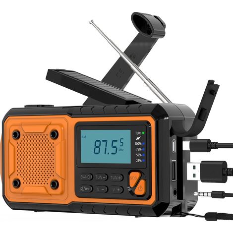 Tragbares Solarradio Mit 4000 Mah Kapazität – Fm/am/sw/wb-radio Mit Handkurbel – Led-taschenlampe Und Sos-alarm – Usb-ladegerät Für Camping