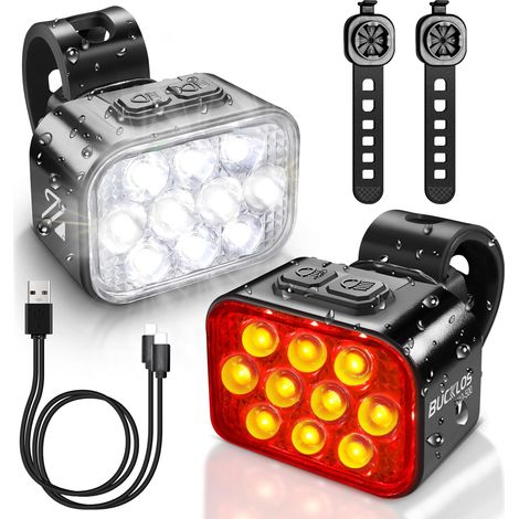 Vorder- Und Rücklicht Für Fahrradfahrten Bei Nacht, 10 Ultrahelle Leds, 8 + 9 Modi, Usb-aufladbar, Wasserdicht (ipx6), 1100-mah-akku, 35 Stunden Leuchtdauer