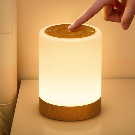 Wiederaufladbare, Kabellose Touch-nachttischlampe – 3 Temperaturstufen – Bis Zu 180 Stunden Akkulaufzeit – Robustes Abs-gehäuse