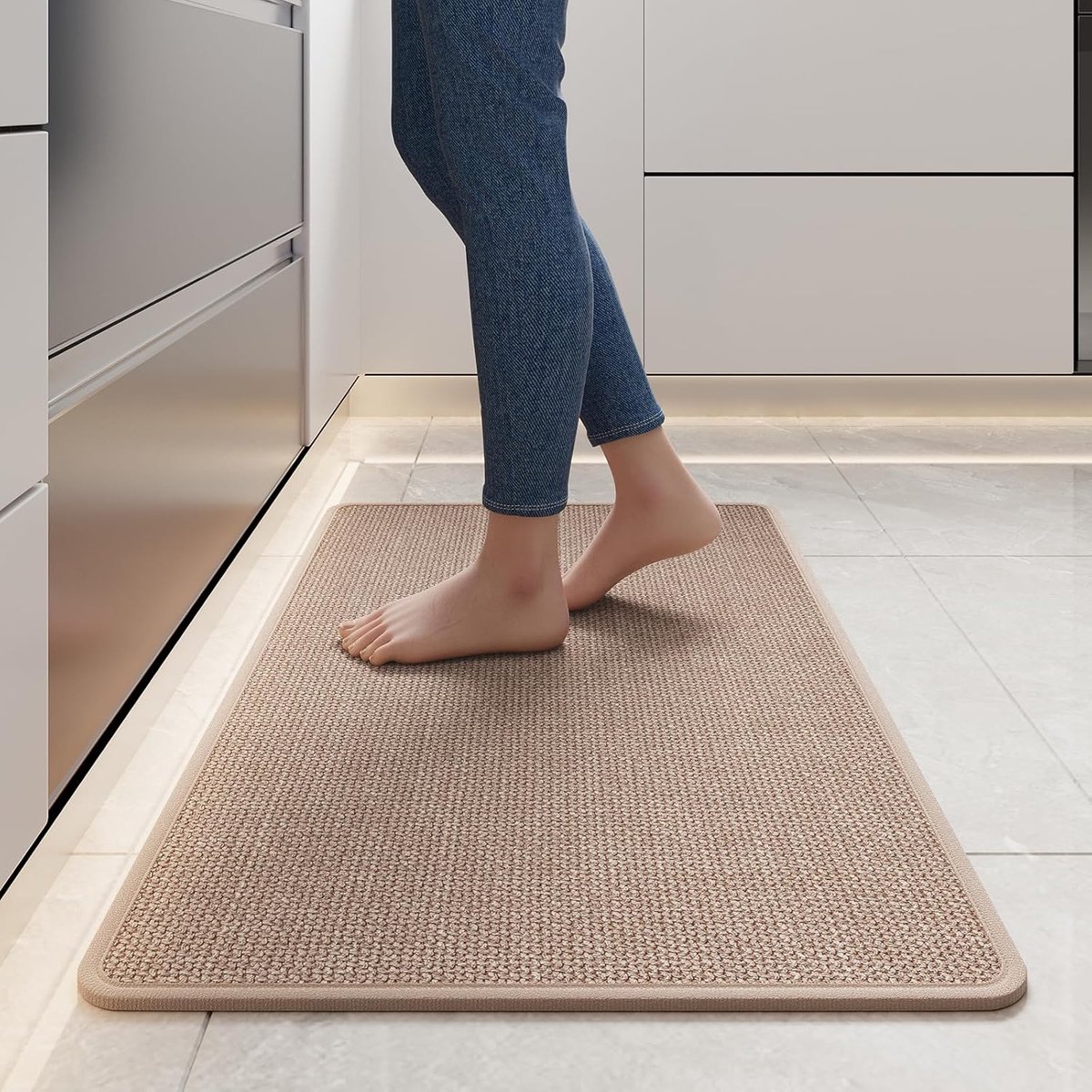 Küchenläufer – Küchenmatte – 44 X 120 Cm – Rutschfest – Waschbar – Läufer Mit Gummirücken – Teppich – Leicht Zu Reinigen – Schnelltrocknende Fußmatte Für Küche, Flur Und Waschküche – Braun
