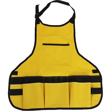 Verstellbare Gartenschürze Mit Taschen Und Werkzeuggürtel Aus Dickem Oxford-gewebe, Wasserdicht Und Abriebfest, Für Haus Und Garten, Gelb, Einheitsgröße.