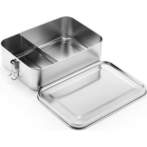 2400 Ml Bento-lunchbox Aus Edelstahl Mit Auslaufsicheren Verschlussclips, Spülmaschinenfest