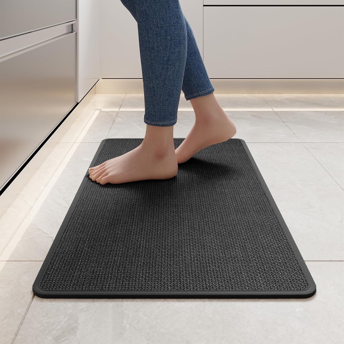 Küchenläufer – Küchenmatte – 44 X 75 Cm – Rutschfest – Waschbar – Läufer Mit Gummirücken – Teppich – Leicht Zu Reinigen – Schnelltrocknende Fußmatte Für Küche, Flur Und Waschküche – Grau