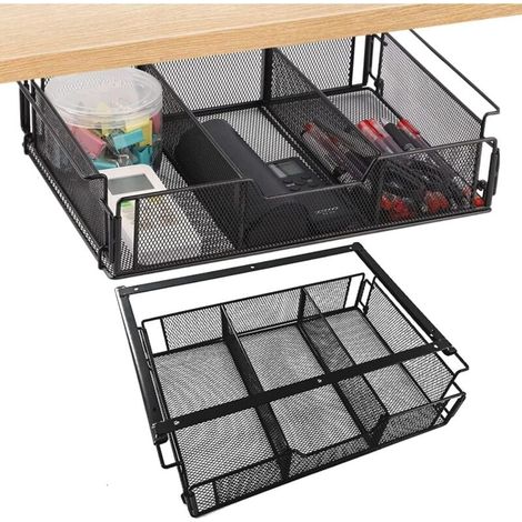 Ausziehbare Schublade Für Unter Den Schreibtisch, 36,5 X 23,5 X 8,2 Cm – Kohlenstoffstahl – Einfache Montage Unter Dem Schreibtisch – Schreibtisch-organizer