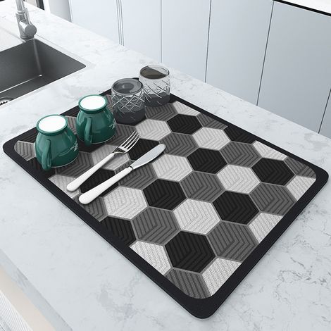 Abtropfmatte Für Geschirr, 50 X 30 Cm, Für Küchenarbeitsplatte Und Kaffeemaschine. Diamant