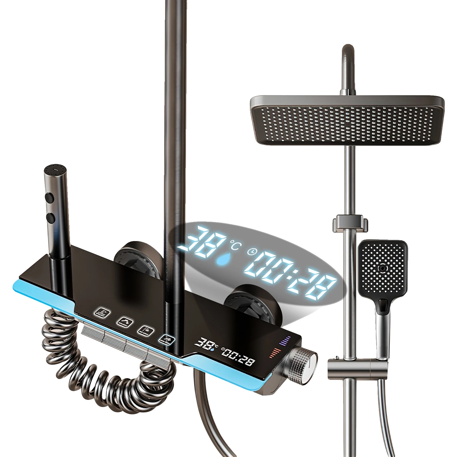 Duschsystem, Digitale Temperaturanzeige, Regendusche, Digitale Ambientebeleuchtung