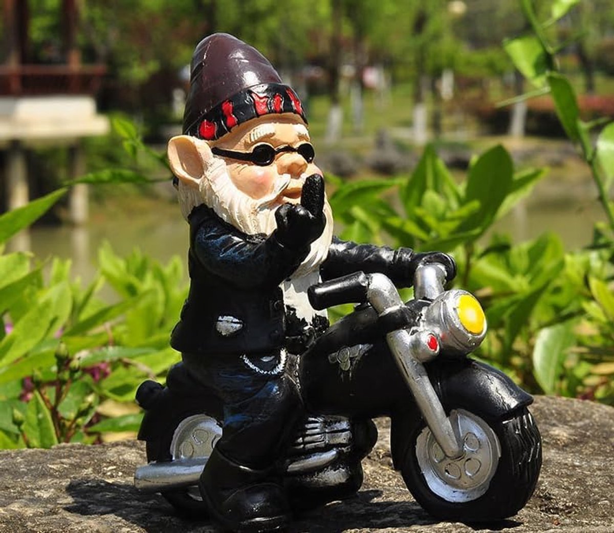 Motorrad-gartenzwerg – Harzfigur – Niedliches Und Freches Design – Zwerg Auf Einem Motorrad – Gartendekoration Für Den Außenbereich – Miniatur-gartendekoration