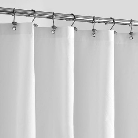 Wasserdichter Duschvorhang Aus Stoff, Weich Und Leicht, Maschinenwaschbar, 180 X 200 Cm, Weiß