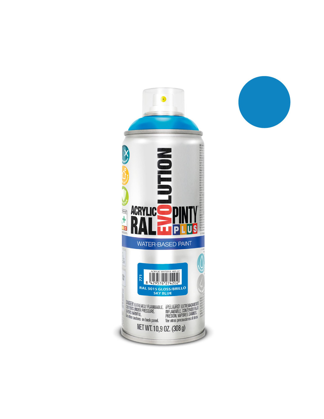 Pintyplus Evolution Wasserbasierte Aerosolfarbe 520cc Ral 5015 Himmelblau