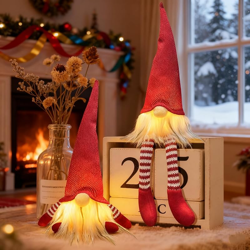 Bseical 2er-pack Weihnachtselfenfiguren, Weihnachtsschmuck, Weihnachtsdekoration Für Zuhause, Weihnachtsdekoration, Amerikanische Weihnachtsdekoration (rot)