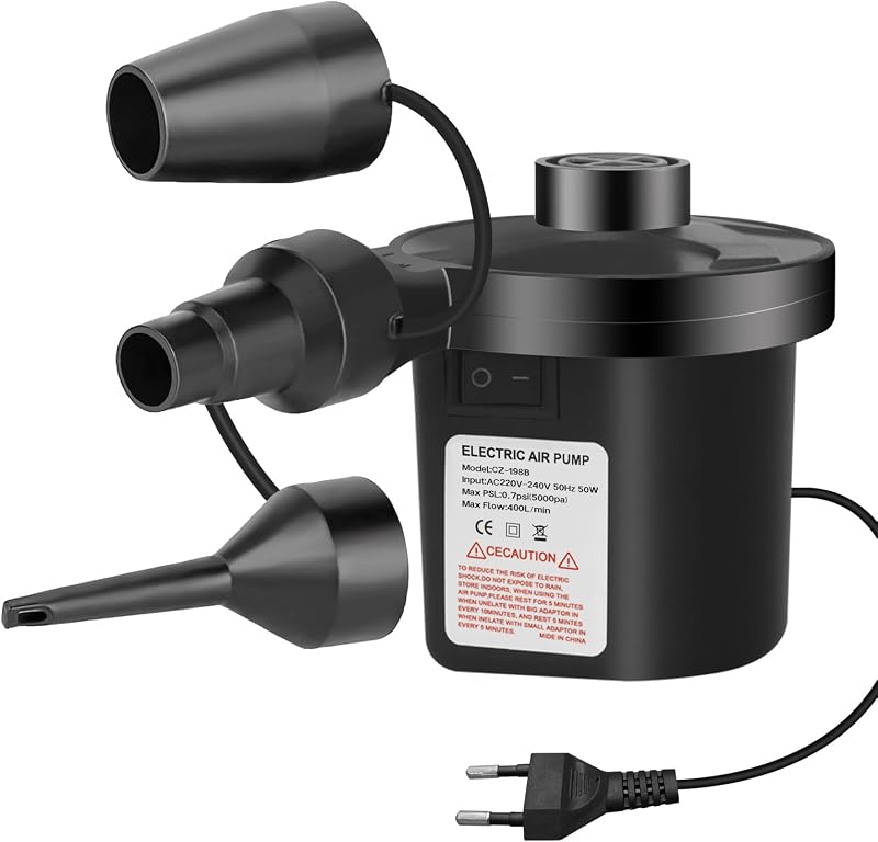 Jsdoin Elektrische Luftpumpe, 2-in-1-luftpumpe Zum Aufblasen Und Ablassen Der Luft, Tragbare Luftmatratzenpumpe Mit 3 Luftdüsen, Elektrische Pumpe Für Schlauchboote, Pools, Bojen Und Camping