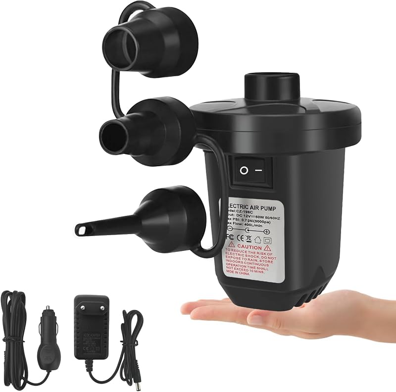 Jsdoin Elektrische Luftpumpe, Hochleistungs-luftpumpe 220-240 V/130 W Für Aufblasbare Matratzen, Schwimmbad- Und Strandspielzeug Mit 3 Düsengrößen