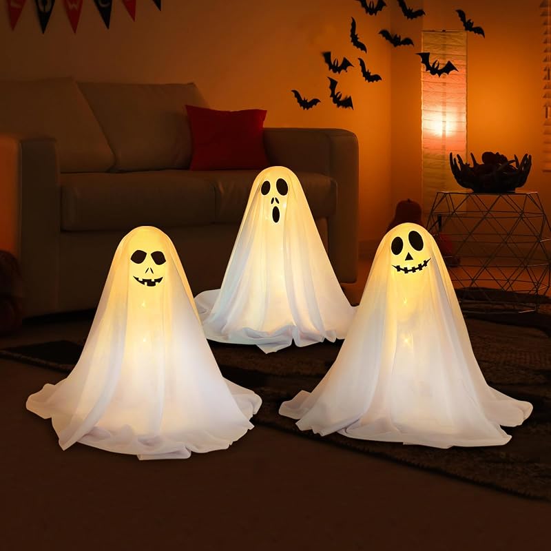 Halloween-geisterlaternen Mit Erdspießen, 3er-set, Gruselige Dekorationen Für Garten, Terrasse, Außenbereich, Stimmungsbeleuchtung Für Partys, Riesen Und Grusel