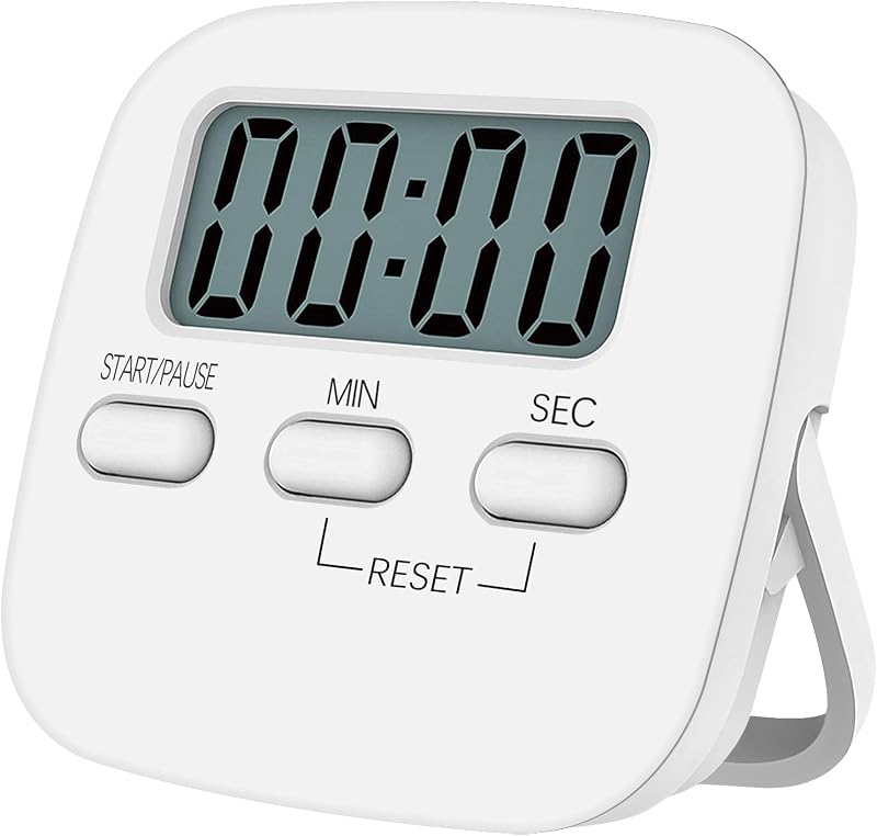 Niaguoji Magnetischer Küchentimer Mit Großem Lcd-display, Stoppuhr, Lautem Alarm Und Countdown, Weiß