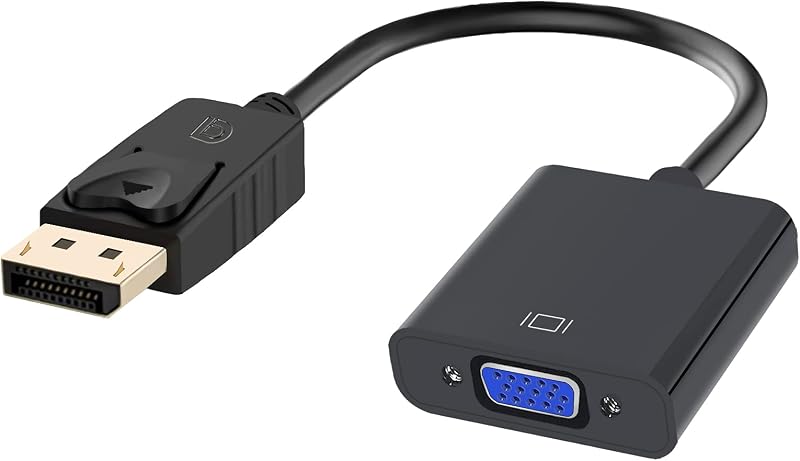 Jsdoin Displayport-zu-vga-adapter 1080p, Vergoldet (stecker Auf Buchse), Kompatibel Mit Lenovo, Dell, Hp, Asus