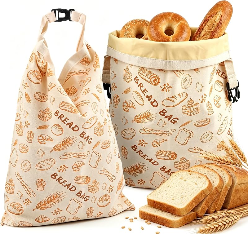 2-teiliges Set Bienenwachs-brotbeutel Mit Reißverschluss, Hält Brot Frisch, Atmungsaktives Leinengewebe Mit Natürlichem Bienenwachs Beschichtet, Wiederverwendbar, Aufbewahrung Für Frisches Brot In Der