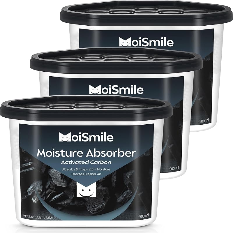 Moismlie Feuchtigkeitsabsorber-pack 3, Aktivkohle Für Schrank-feuchtigkeitsabsorber, 10,5 Oz Nachfüllbare Feuchtigkeitsabsorberboxen Für Schrank, Auto Und Keller.