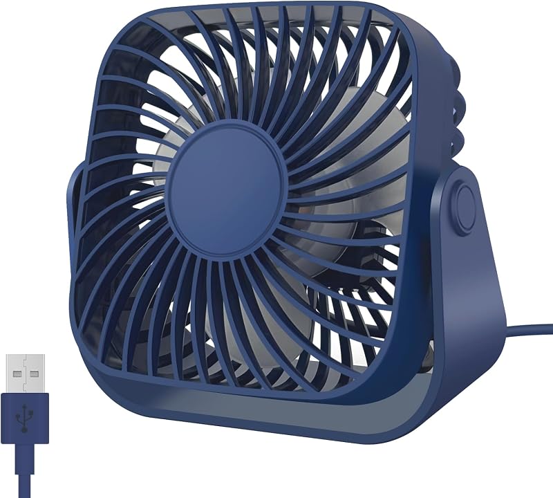 Jsdoin Usb-ventilador De Escritorio Pequeño Ventilador De Escritorio Mini Ventilador Personal, 3 Velocidades Ventilador De Escritorio 360° Adjuste De Rotación Para Oficina, (blau)