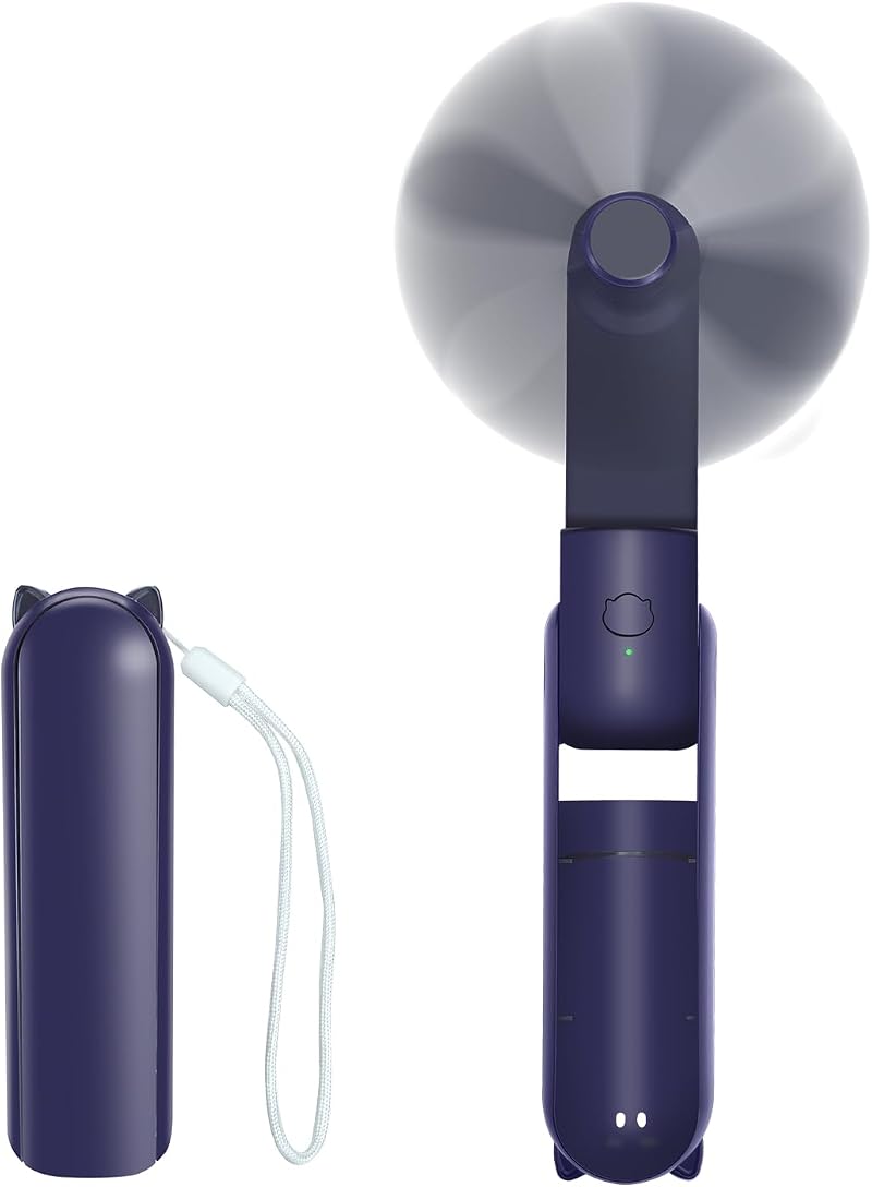 Jsdoin Mini-ventilator, Faltbar, Wiederaufladbar, Usb-anschluss, 3 Geschwindigkeitsstufen, Externer Akku, Für Büro Und Outdoor