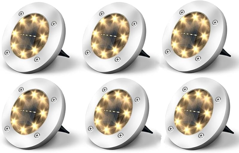 Jsdoin 6er-pack 8 Led Solarleuchten Für Den Außenbereich, Gartenwege, Rasenflächen, Treppen, Einfahrten, Höfe, Zäune – Warme Gartendekoration