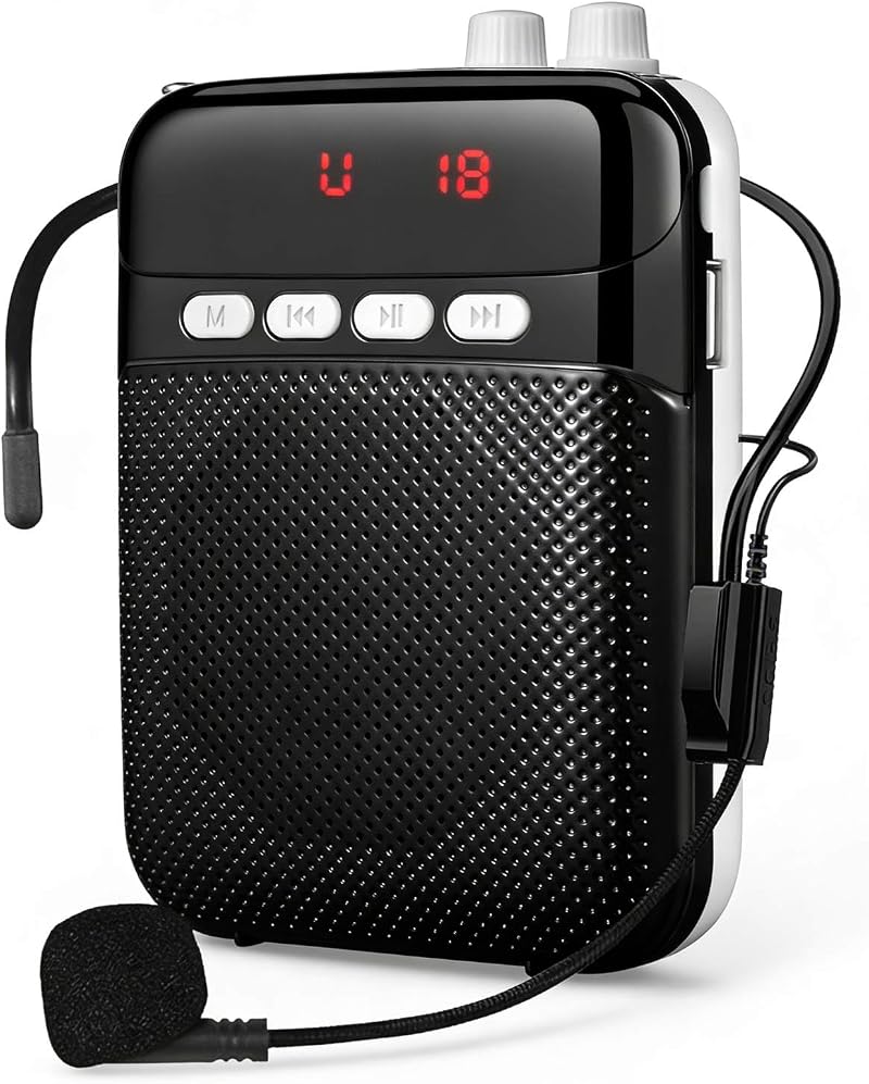 Tragbarer Sprachverstärker Für Lehrer Mit Bluetooth, Wiederaufladbares 2400-mah-pa-system Mit Kabelgebundenem Mikrofon, Sprachverstärker Für Lehrer Und Reiseleiter (schwarz)