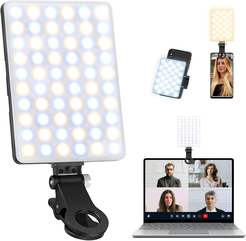60-led-selfie-leuchte Für Smartphones, 3000–6500 K, 3 Modi, 2000-mah-akku, Farbwiedergabeindex (cri) 95+, Videoleuchte Für Smartphones, Iphones, Ipads, Laptops, Tiktok, Kameras, Youtube Und Vlogs
