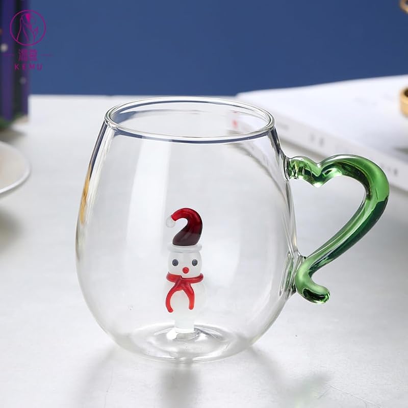 Weihnachtstasse, Glaskaffeebecher, Milchbecher, Weihnachtstasse Mit Weihnachtsbaummuster, 3d-schneemann-weihnachtstasse, Mikrowellen- Und Spülmaschinenfest, Weihnachtsdekoration