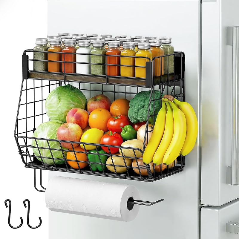 Magnetisches Kühlschrankregal Mit Papierhalter, Aufbewahrungsboxen Für Kartoffeln Und Zwiebeln, Vorratskammer-organizer Und Aufbewahrung, Großer Magnetischer Behälter Für