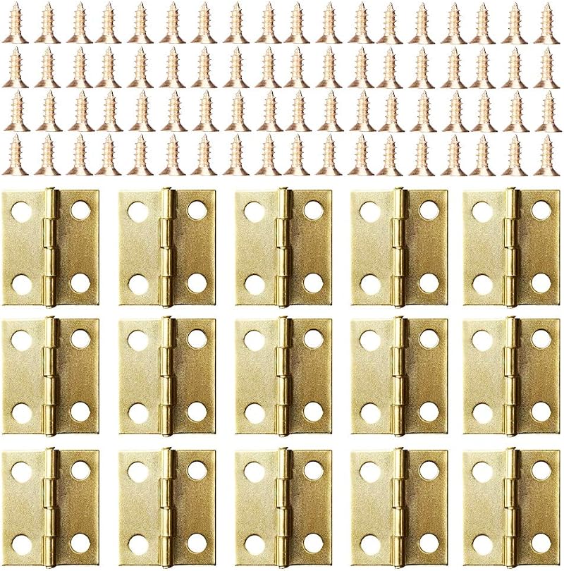Kleine Mini-scharniere, 50er-packung Scharniere Für Schranktüren, Schubladen Und Kommoden Mit 200 Ersatzschrauben (8 Mm), Metallscharnier Für Goldene Schmuckkästchen Aus Holz