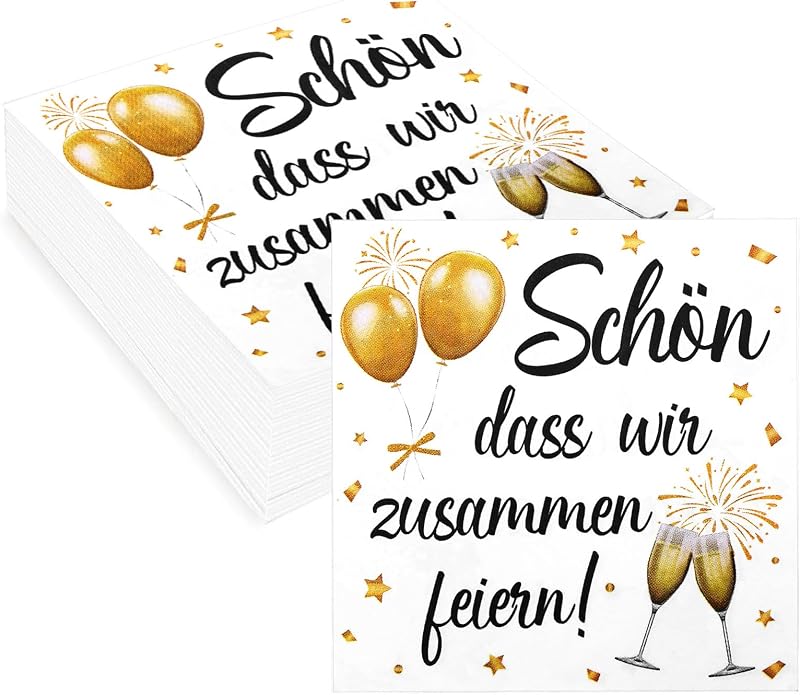 100 Blatt Papierservietten, 33 X 33 Cm, „schön, Dass Wir Zusammen Feiern“, 33 X 33 Cm