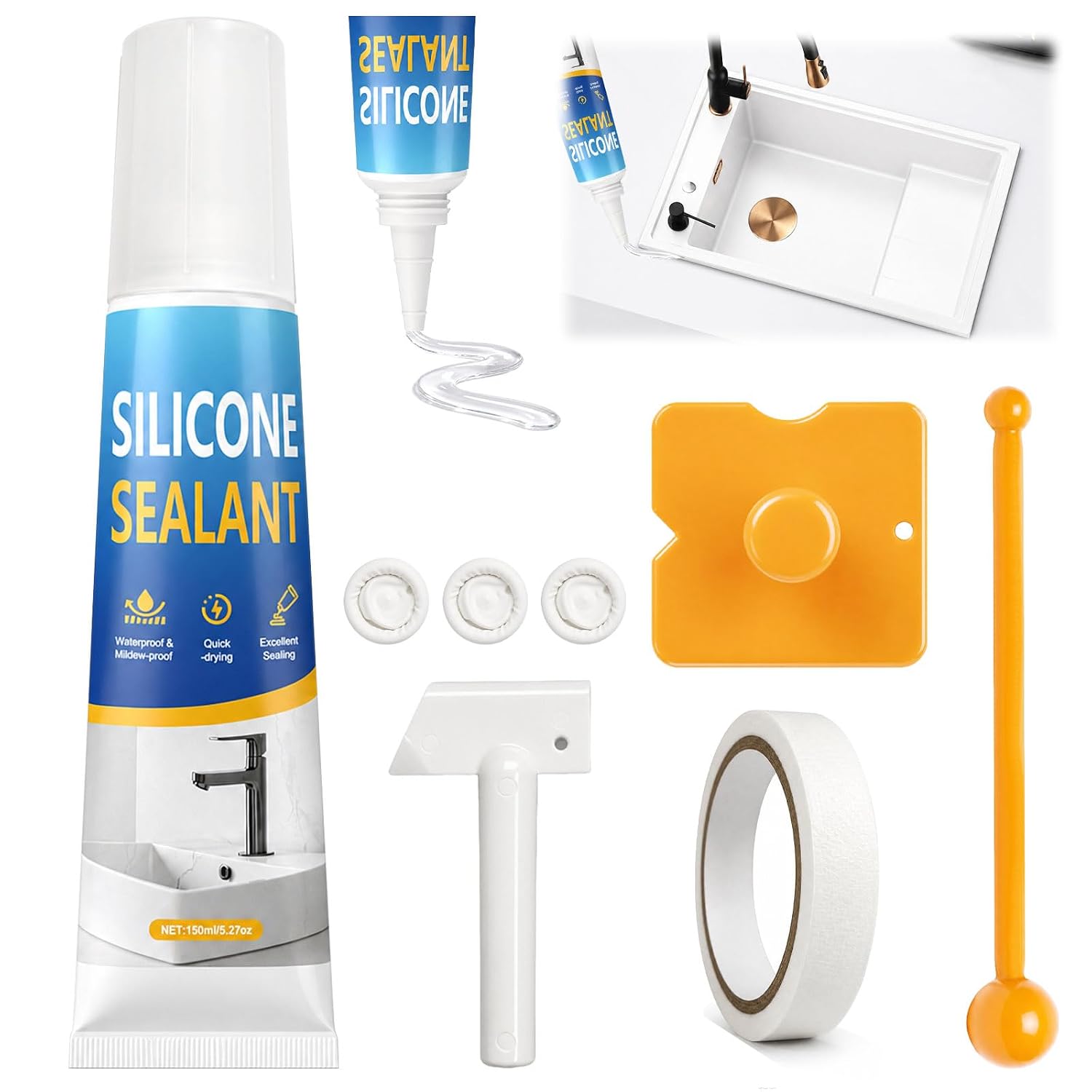 Transparentes Sanitärsilikon, 150 Ml, Kartusche Aus Silikon Für Duschräume, Küchen, Toiletten Und Poolränder