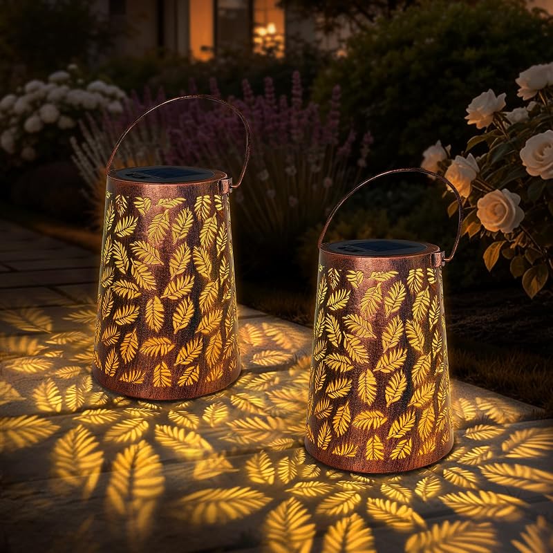 Solarlaterne Für Den Außenbereich, Hängend Und Stehend, Metalllaterne, Ip65 Wasserdicht, Für Balkon, Terrasse, Hof, Rasen, Gartendekoration, Geschenk Für Frauen Und Mütter (2er-pack)