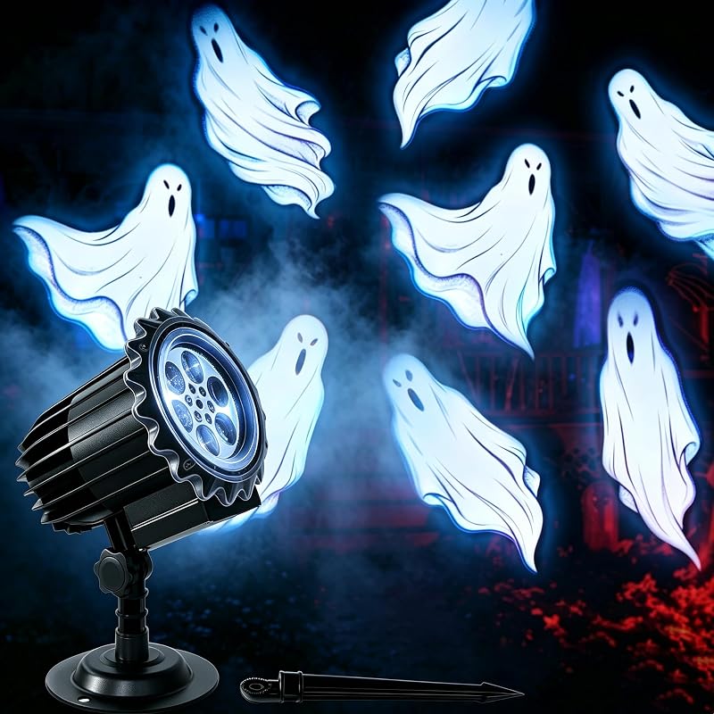 Dynamischer 3d-halloween-projektor Für Den Außenbereich Mit Animierten Geistern, Wasserdicht, 360°-projektionswinkel, Ideal Für Halloween-dekorationen Im Innen- Und Außenbereich, Spukhäuser Und Partys