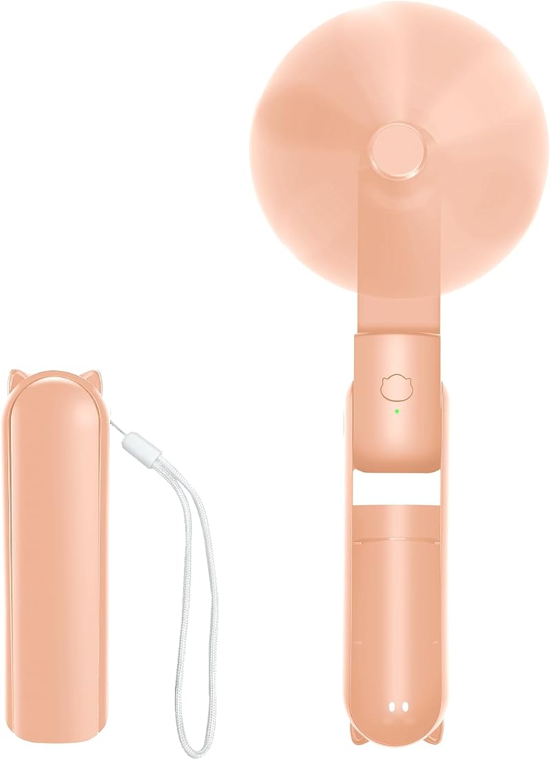 Jsdoin Mini-tragbarer Ventilator, Faltbar, Wiederaufladbar, Usb-anschluss, 3 Geschwindigkeitsstufen Mit Externem Akku, Für Büro Und Outdoor (pink)